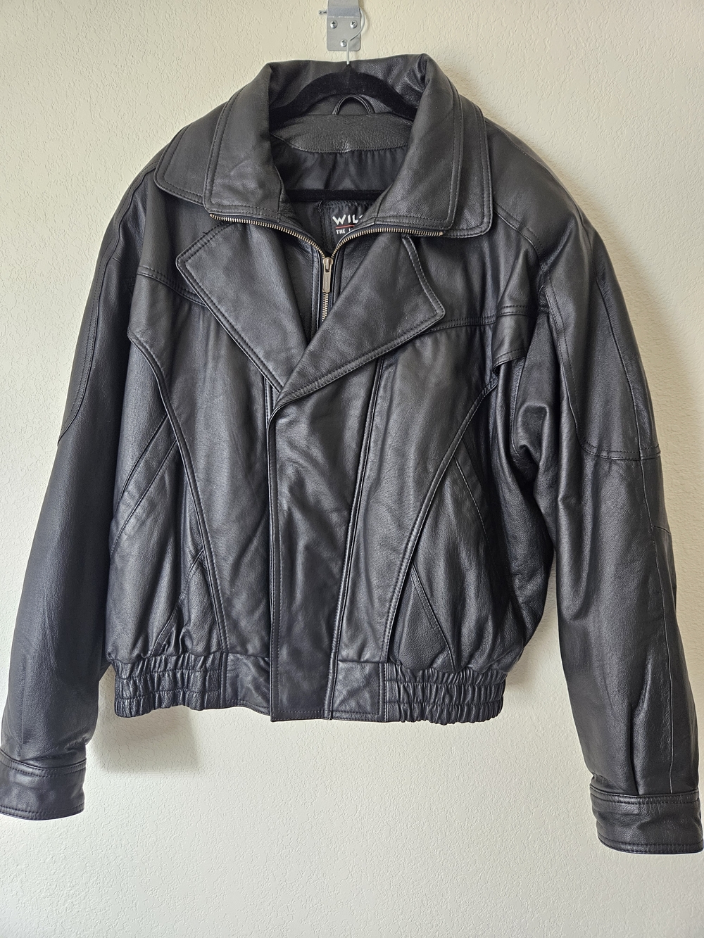 WILSONS Black Leather Bomber Jacket for Men